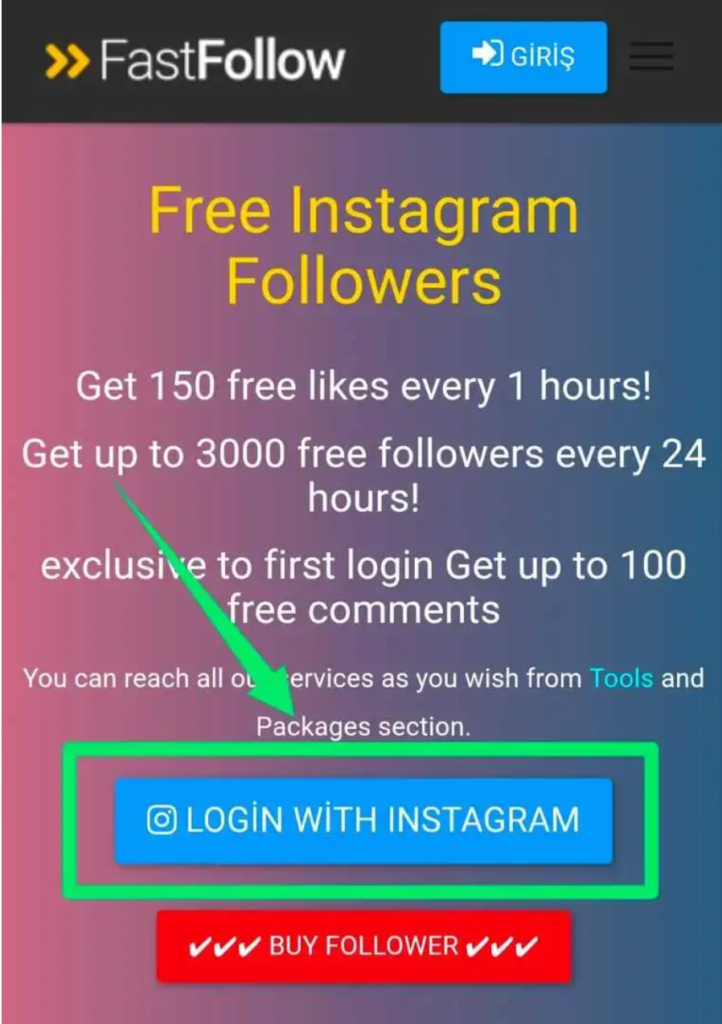 FastFollow Login with Instagram