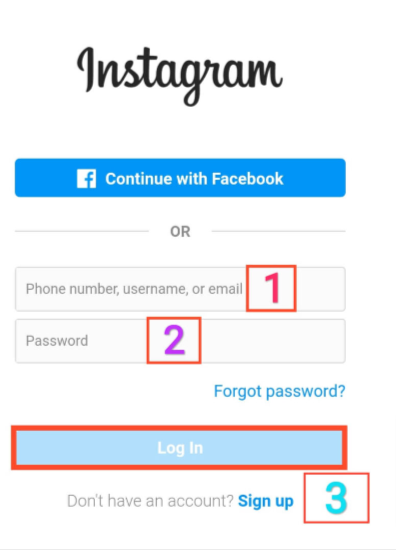 Enter your Instagram Username and Password
